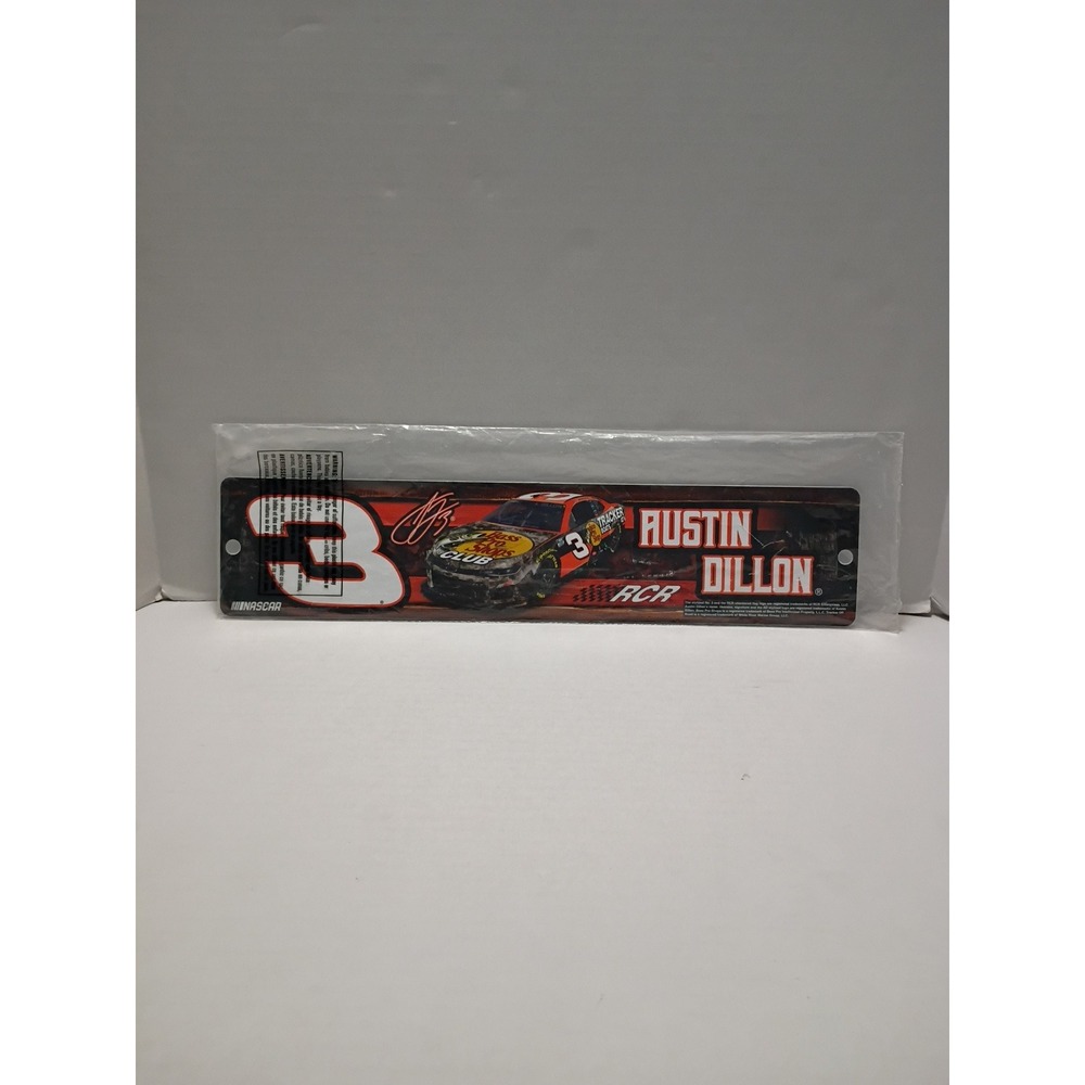 NASCAR Austin Dillon #3 RCR Bass Pro Shops Plastic Sign 3-1/2 in x 16 in New